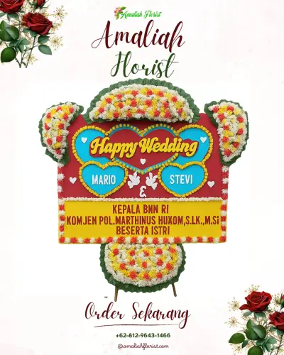 Karangan Papan Bunga Pernikahan di Cilangari